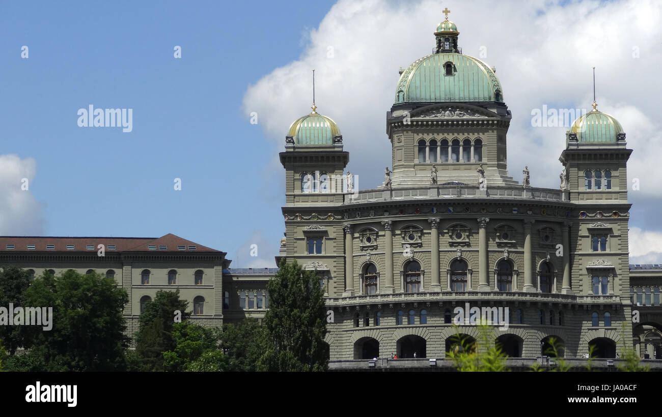 Il capitale, il Parlamento, il governo federale, Berna, blu, brilla, brilla, luminoso Foto Stock