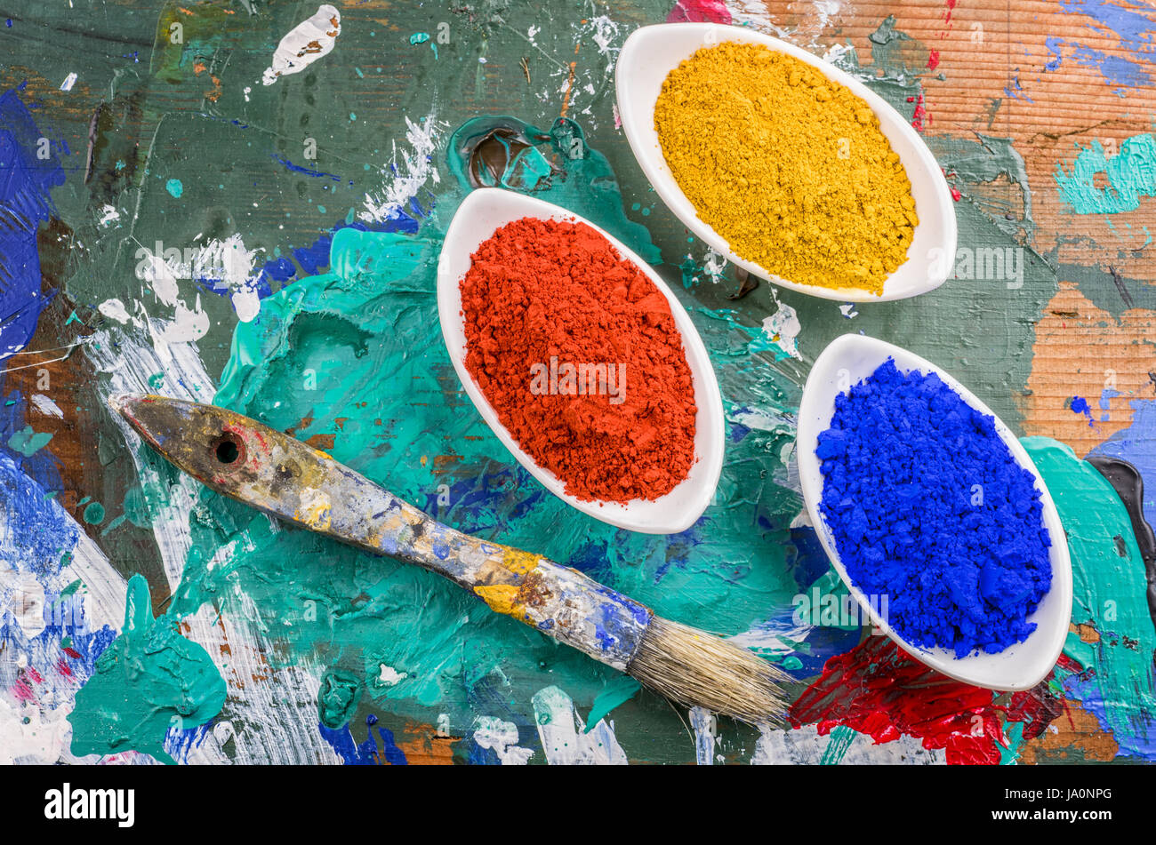 Arte, pittura, vernice, colore, artista pittore, i colori, il pennello, Foto Stock