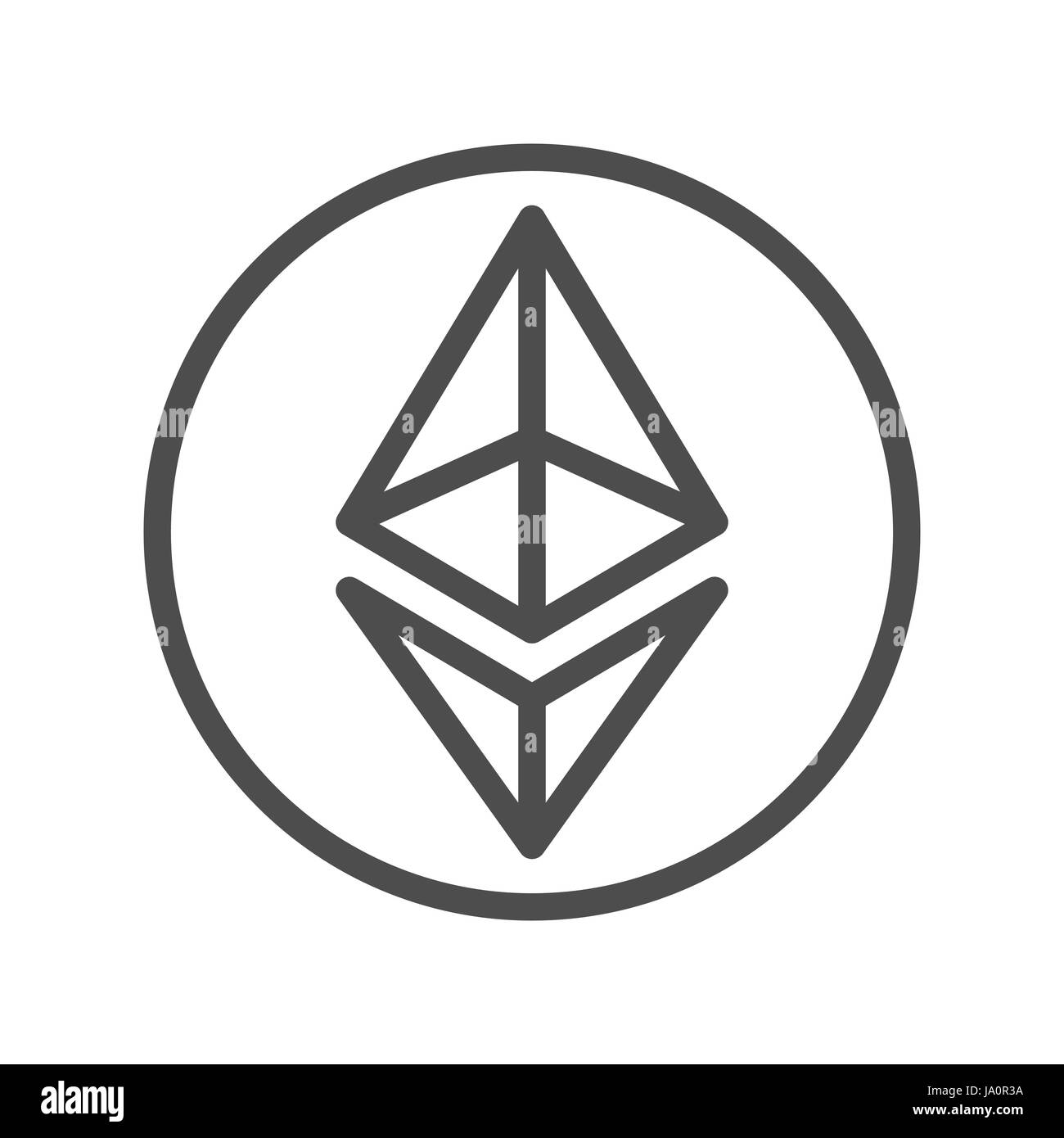 Ethereum segno sottile linea icona per denaro per internet Illustrazione Vettoriale