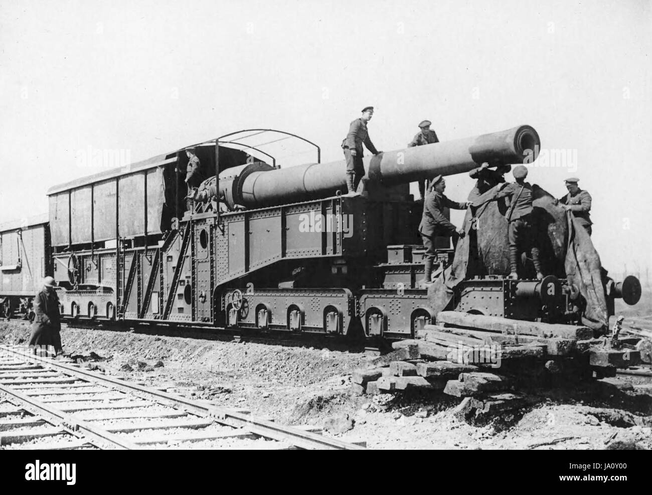 Pistola ferroviaria. Armstrong Whitworth 12pollici pistola ferroviaria a Arras nel 1917 Foto Stock