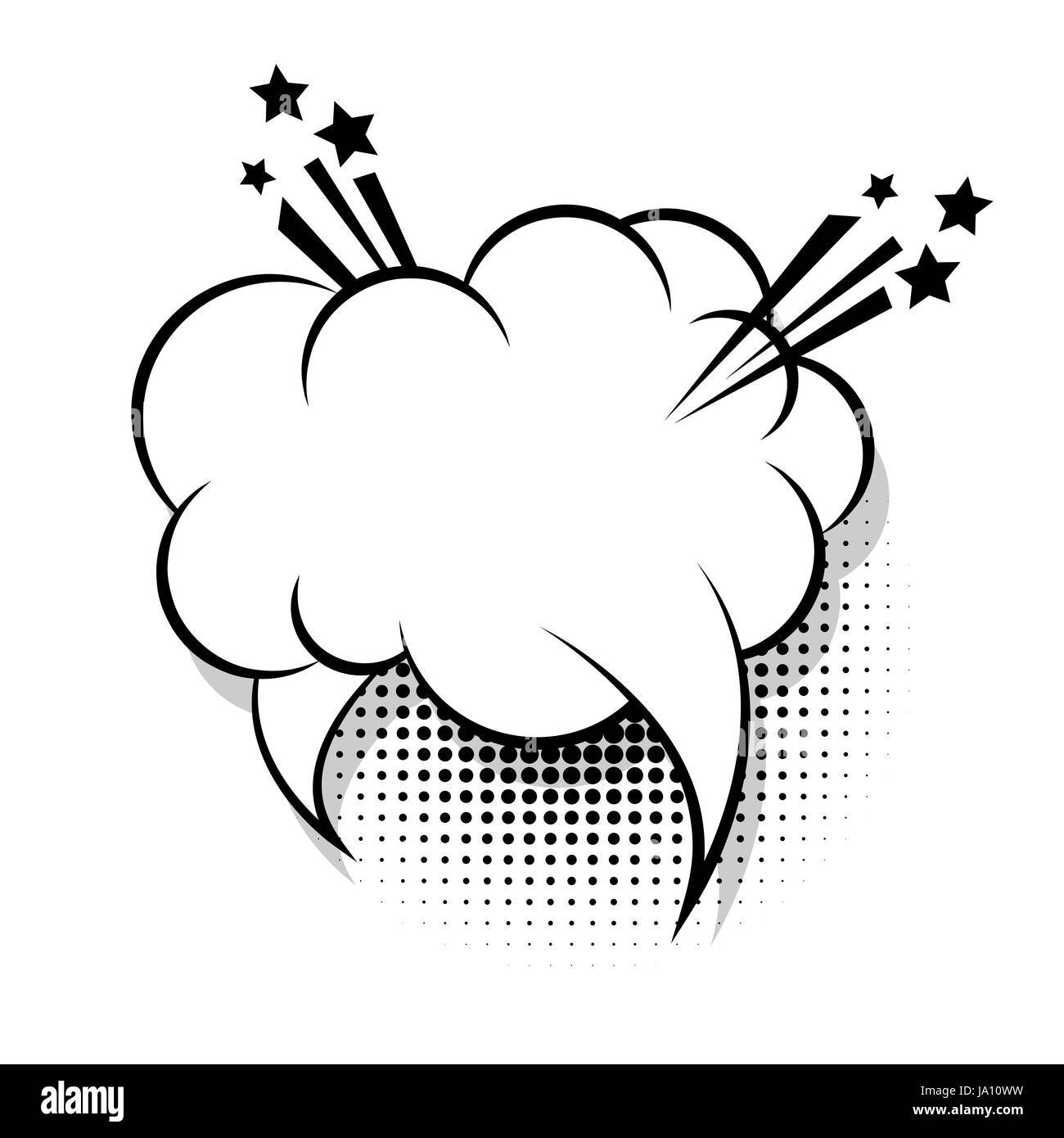 Nuvola Bianca Vuota Del Libro Di Fumetti Di Palloncino Testo Pop Art Icona A Forma Di Fumetto Frase Di Parlato Cartoon Divertente Etichetta Espressione Di Tag Boom Del Suono Effetti Di Esplosioni