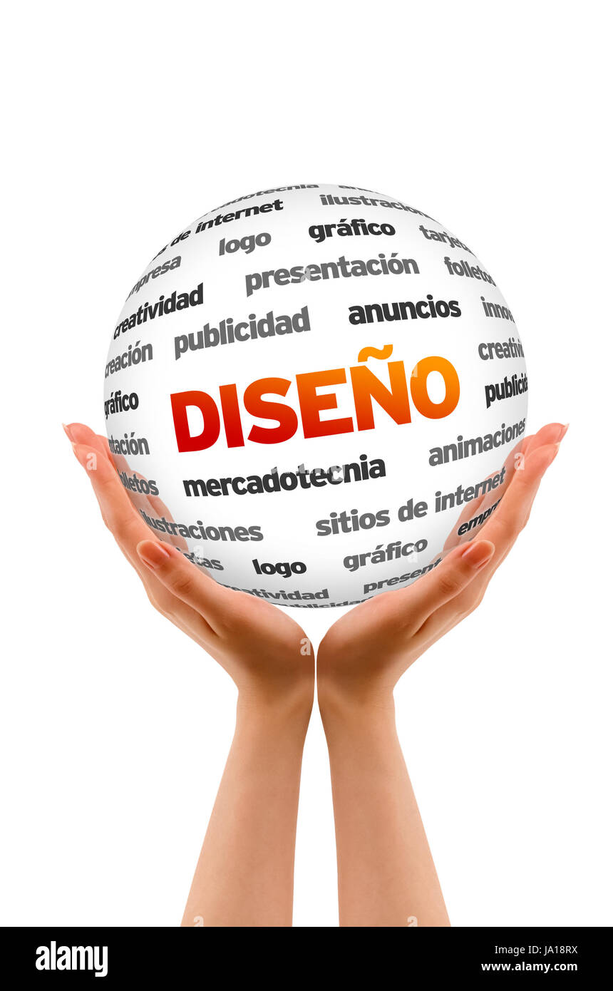 Una persona in possesso di un 3D Word Design sfera in uno sfondo bianco. Foto Stock Una persona in possesso di un 3D Word Design sfera in uno sfondo bianco. Foto Stock