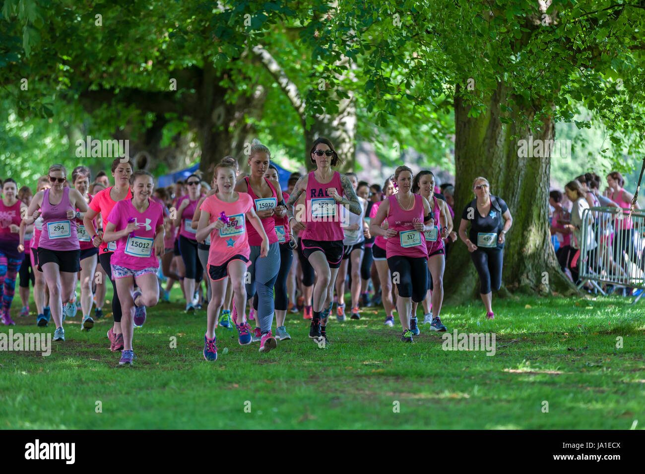 Abington Park, Northampton, U.K. 4rd June 2017. 10k Cancer Research Race for life, walk, jog or run, the route is two laps which meander through Abington Park covering all areas of the scenic park which started at 10am. Credit: Keith J Smith./Alamy Live News Foto Stock