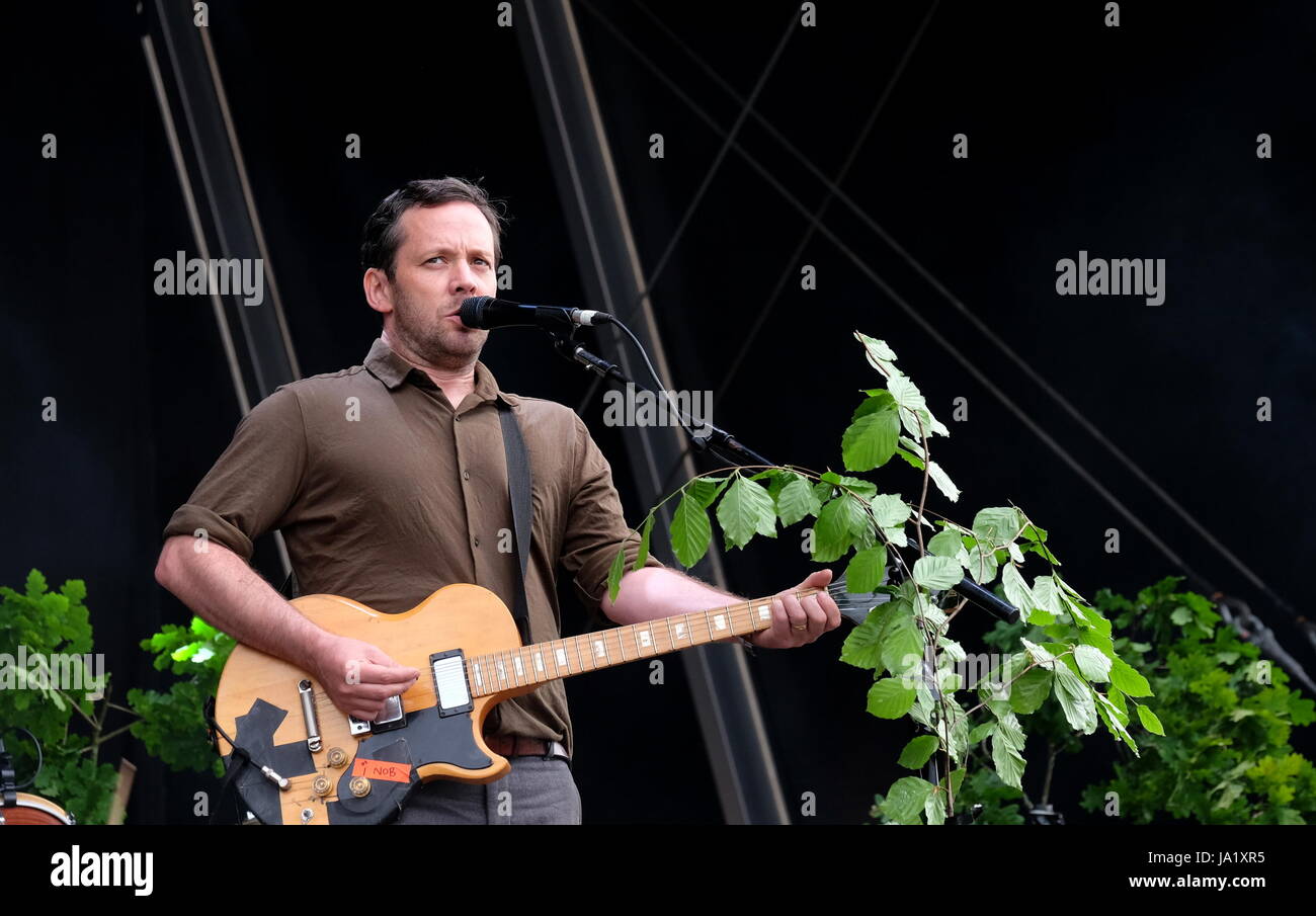 Jan Scott Wilkinson cantante con British Sea Power aka BSP a Southampton gente comune festival, 28 maggio 2017 Foto Stock