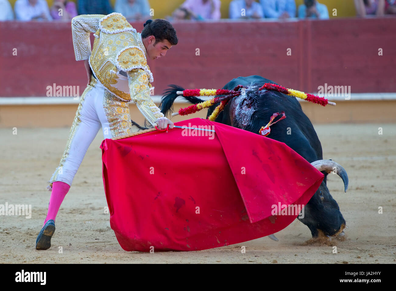 Un dettaglio di una corrida in Spagna Foto Stock