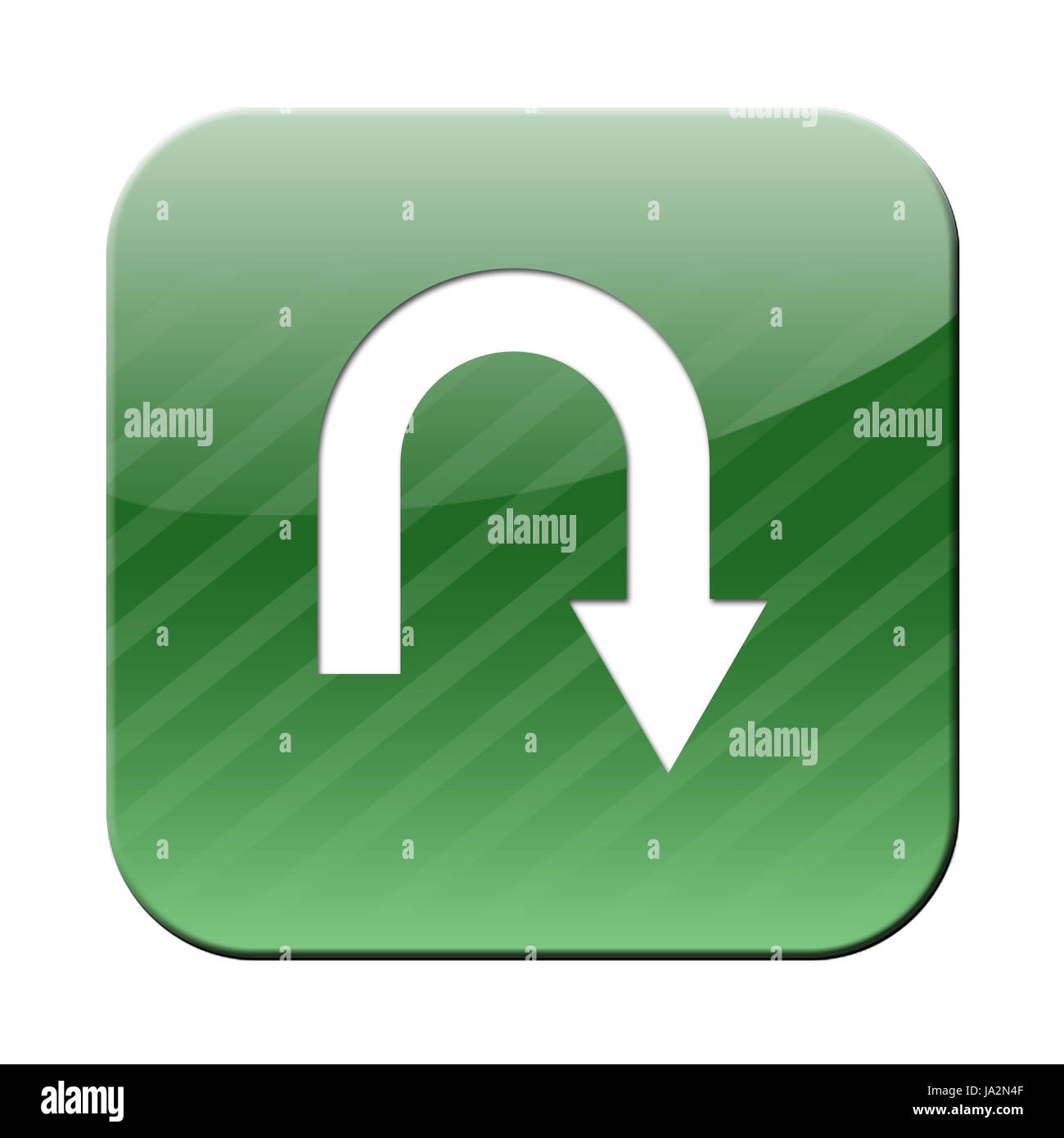 Indietro, Girare, transact, retromarcia, inversione, ruotare verso il basso, upend, segno, segnale, Foto Stock