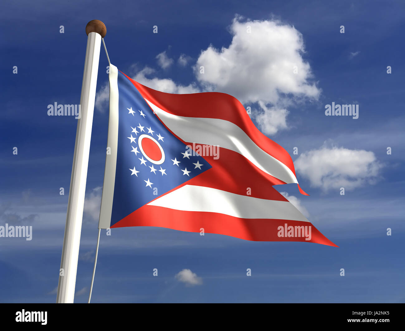 Isolato, americano, Stati Uniti d'America, all'aperto, bandiera, pole, banner, membro, wave, segno, Foto Stock