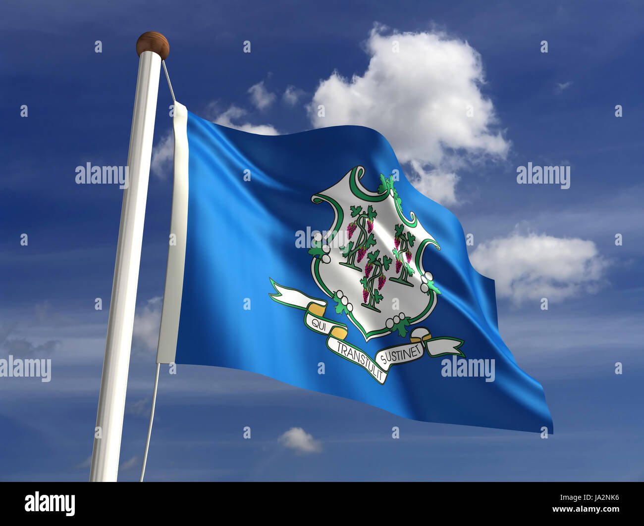 Isolato, americano, Stati Uniti d'America, all'aperto, bandiera, pole, banner, membro, wave, segno, Foto Stock