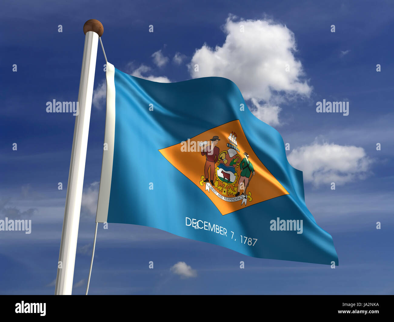 Isolato, americano, Stati Uniti d'America, all'aperto, bandiera, pole, banner, membro, wave, segno, Foto Stock