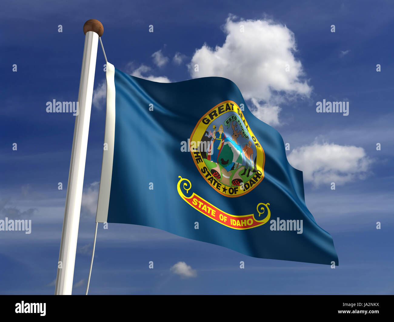 Isolato, americano, Stati Uniti d'America, all'aperto, bandiera, pole, banner, membro, wave, segno, Foto Stock