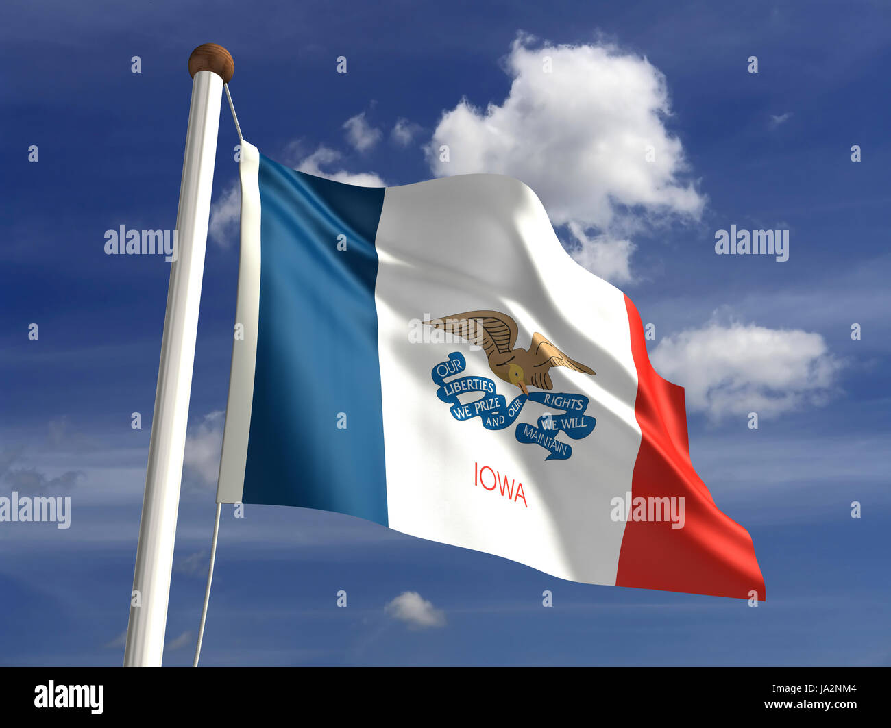 Isolato, americano, Stati Uniti d'America, all'aperto, bandiera, pole, banner, membro, wave, segno, Foto Stock