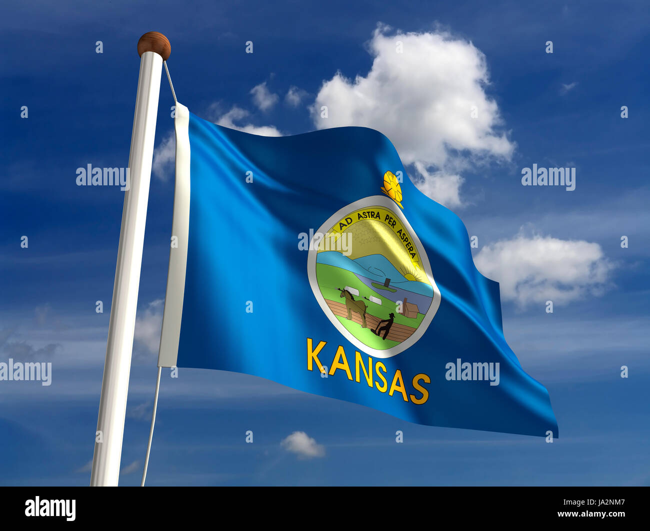 Isolato, americano, Stati Uniti d'America, all'aperto, bandiera, pole, banner, membro, wave, segno, Foto Stock