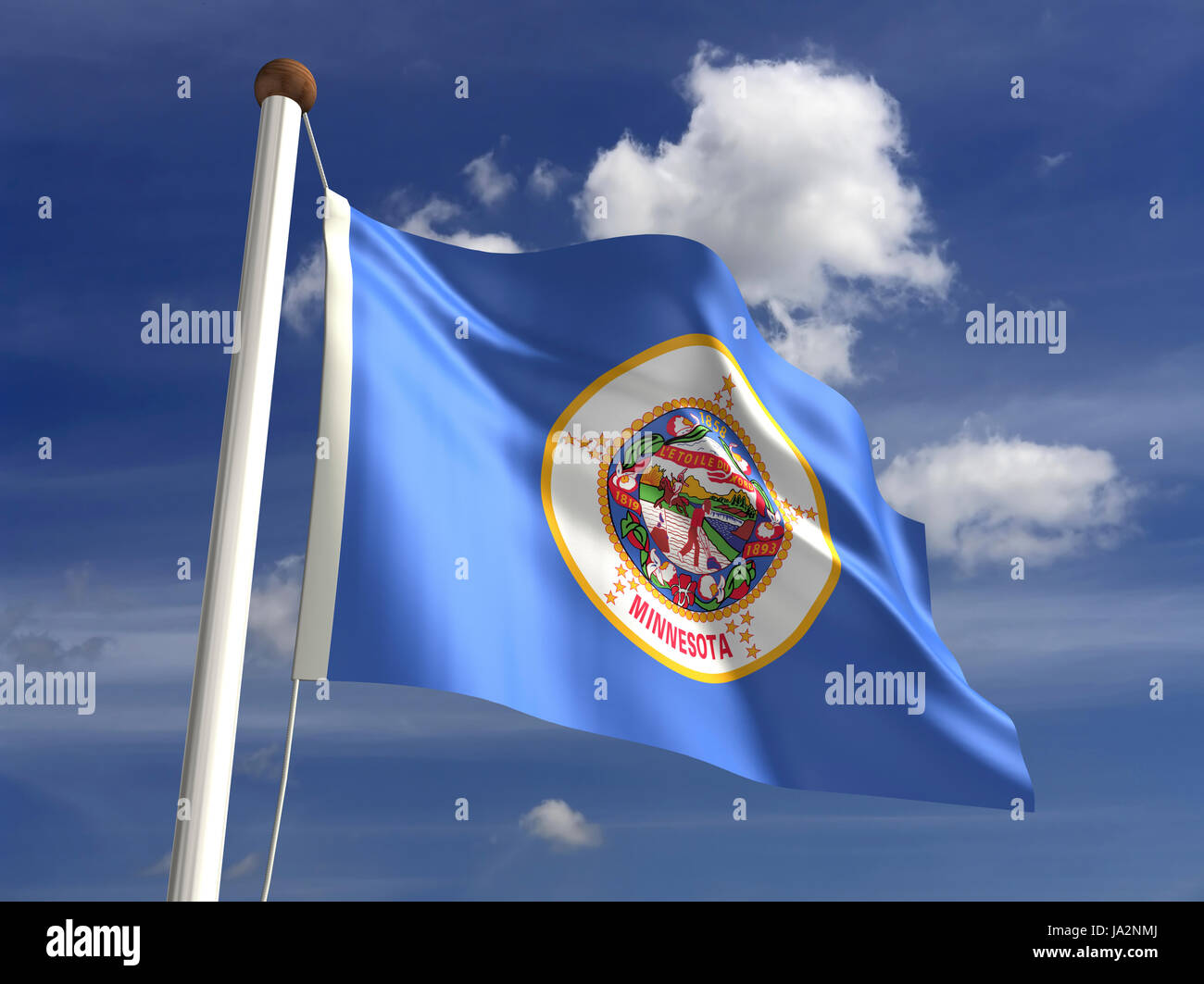 Isolato, americano, Stati Uniti d'America, all'aperto, bandiera, pole, banner, membro, wave, segno, Foto Stock