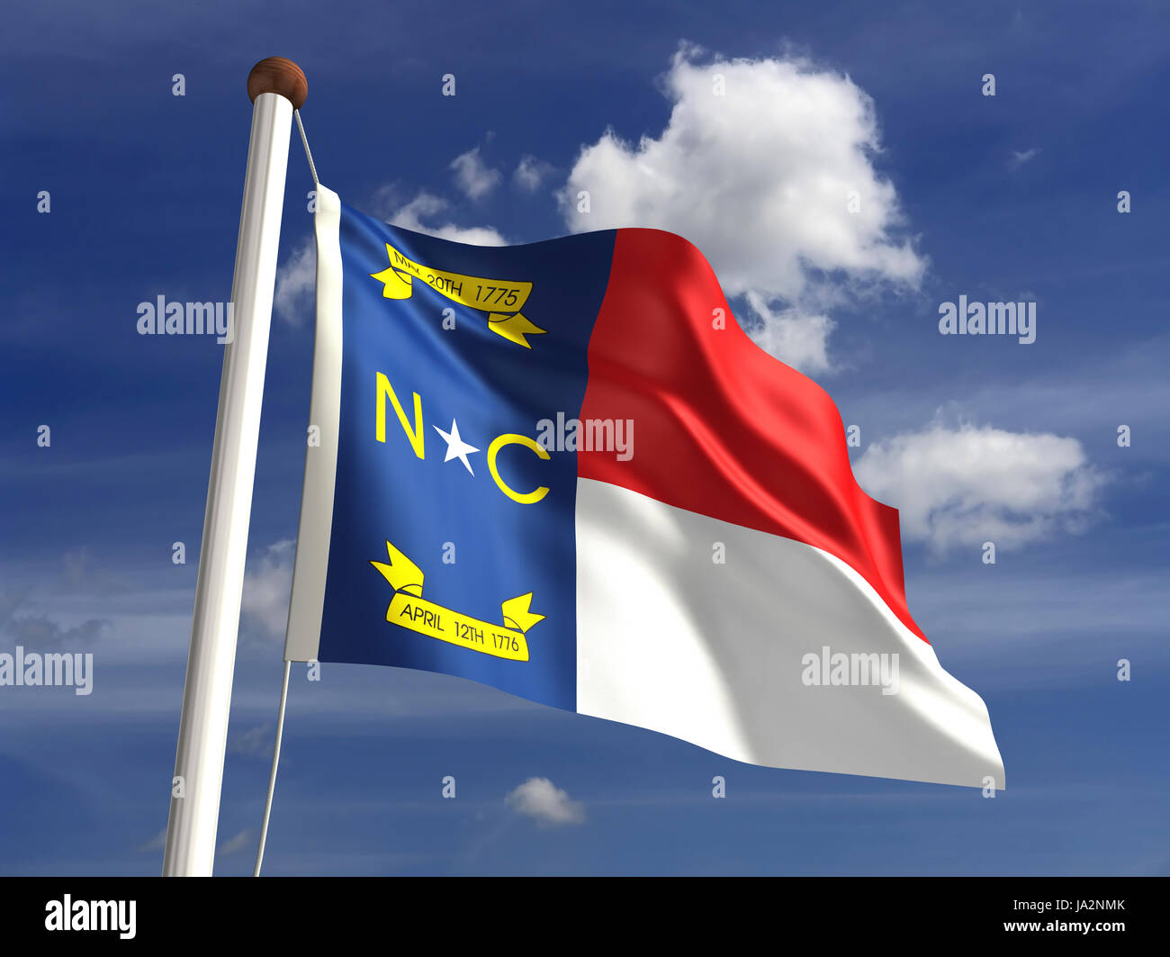 Isolato, americano, Stati Uniti d'America, all'aperto, bandiera, pole, banner, membro, wave, segno, Foto Stock