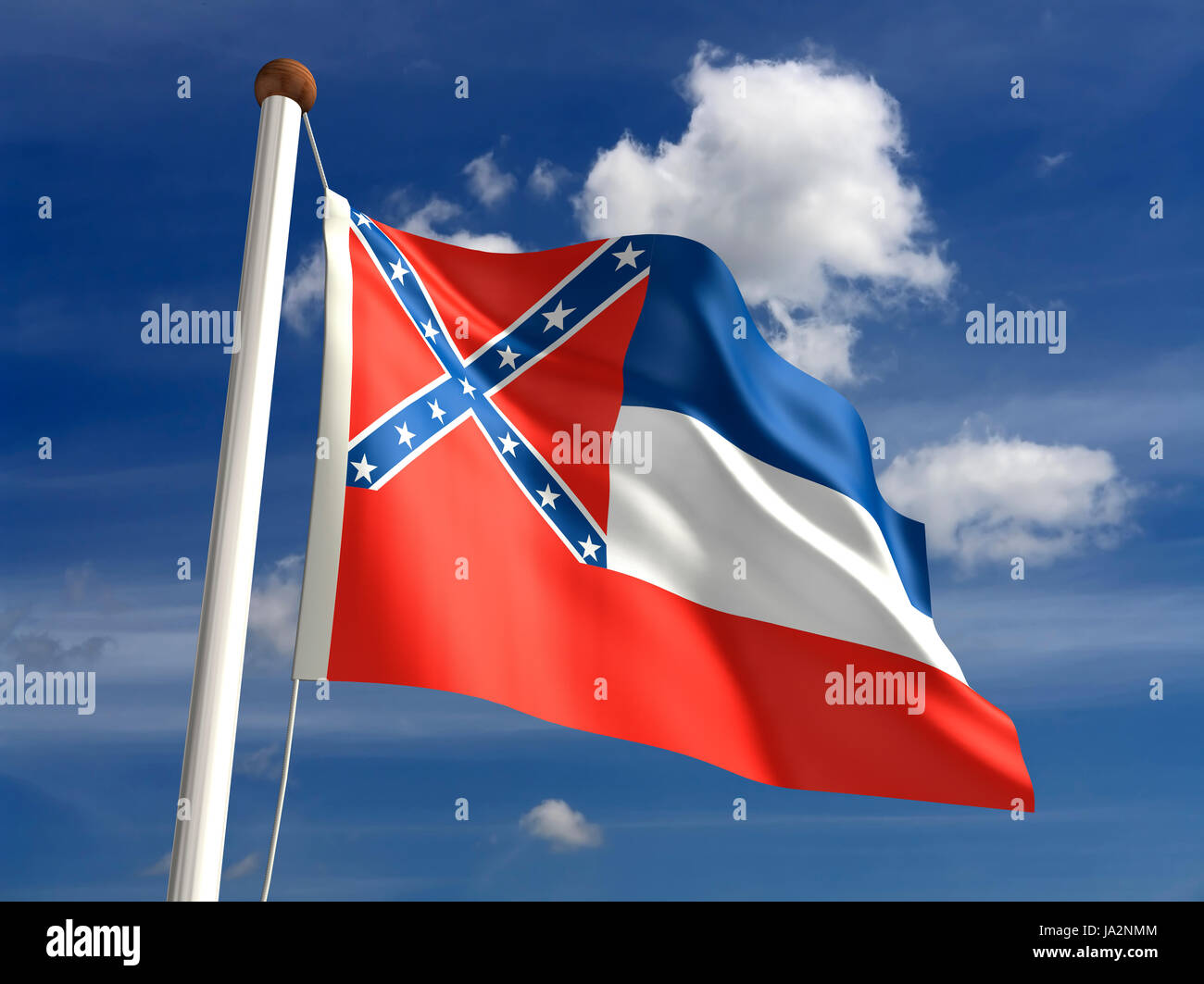 Isolato, americano, Stati Uniti d'America, all'aperto, bandiera, pole, banner, membro, wave, segno, Foto Stock