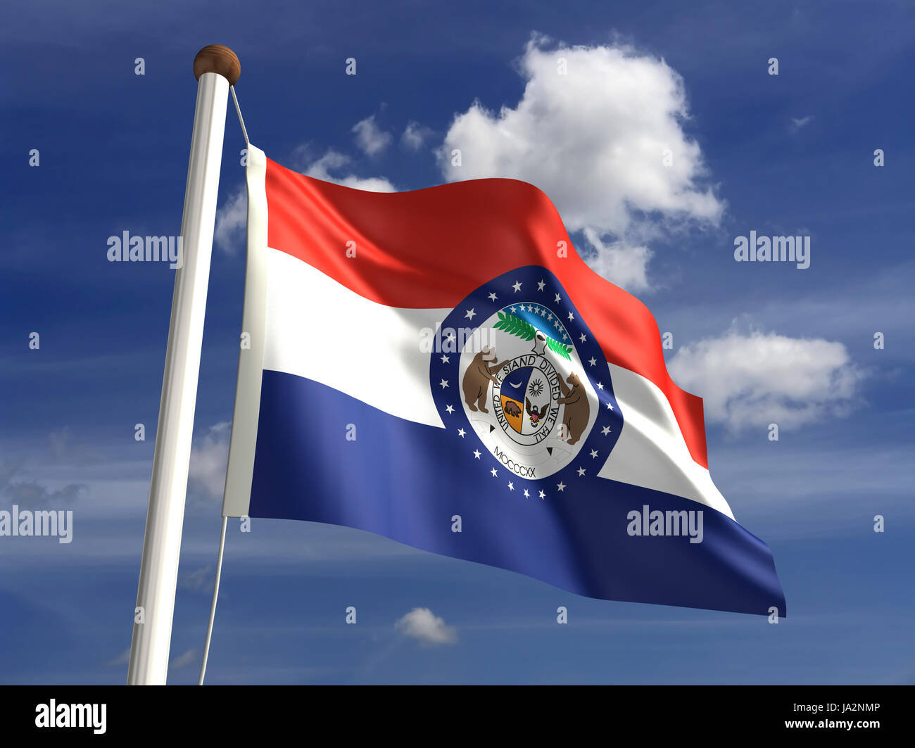Isolato, americano, Stati Uniti d'America, all'aperto, bandiera, pole, banner, membro, wave, segno, Foto Stock