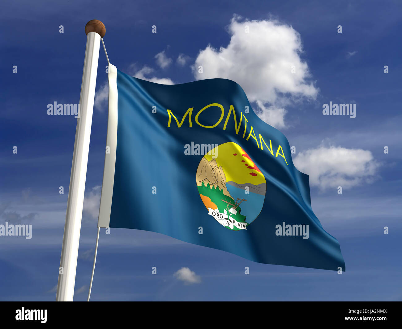 Isolato, americano, Stati Uniti d'America, all'aperto, bandiera, pole, banner, membro, wave, segno, Foto Stock