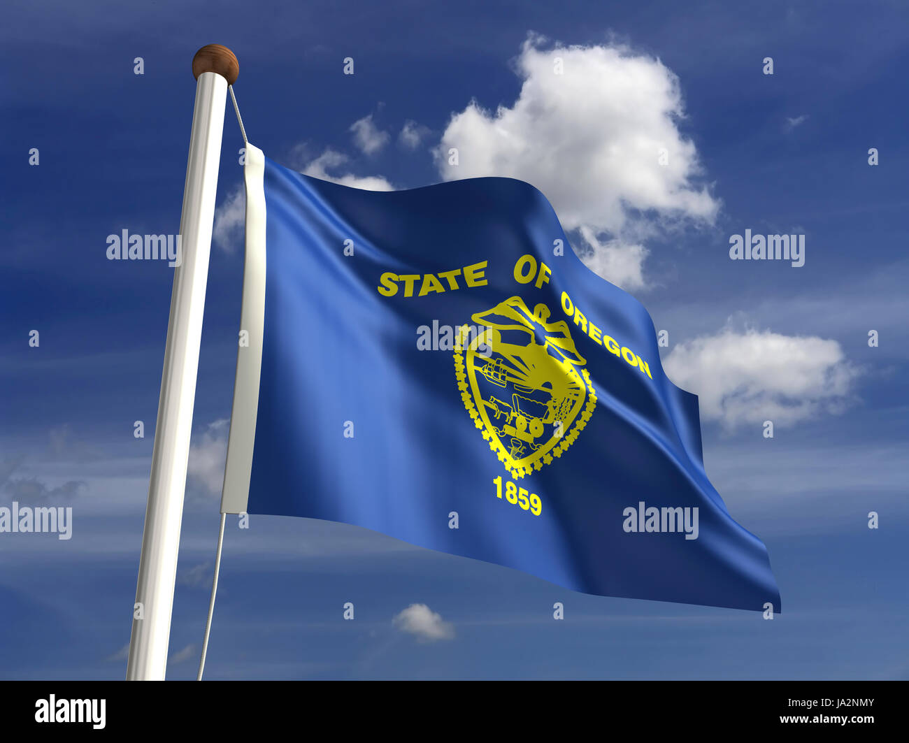 Isolato, americano, Stati Uniti d'America, all'aperto, bandiera, pole, banner, membro, wave, segno, Foto Stock