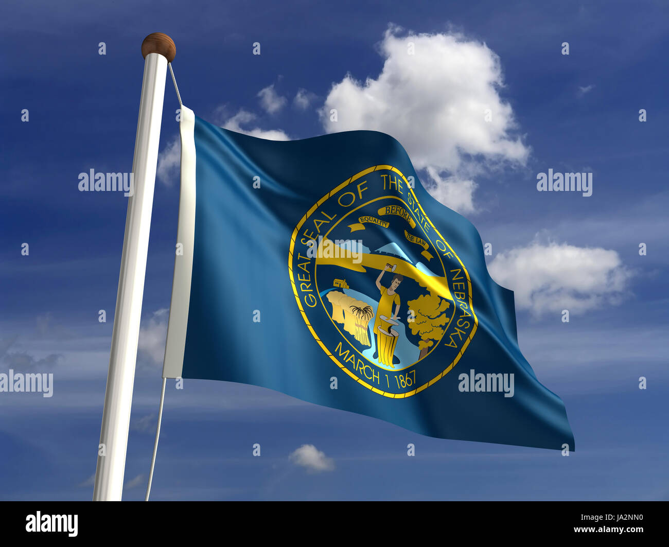 Isolato, americano, Stati Uniti d'America, all'aperto, bandiera, pole, banner, membro, wave, segno, Foto Stock