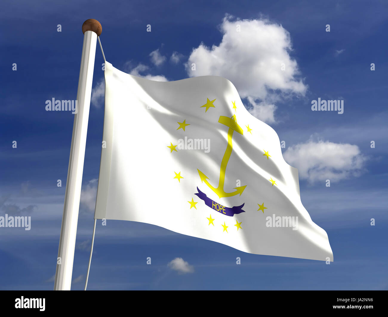 Isolato, americano, Stati Uniti d'America, all'aperto, bandiera, pole, banner, membro, wave, segno, Foto Stock