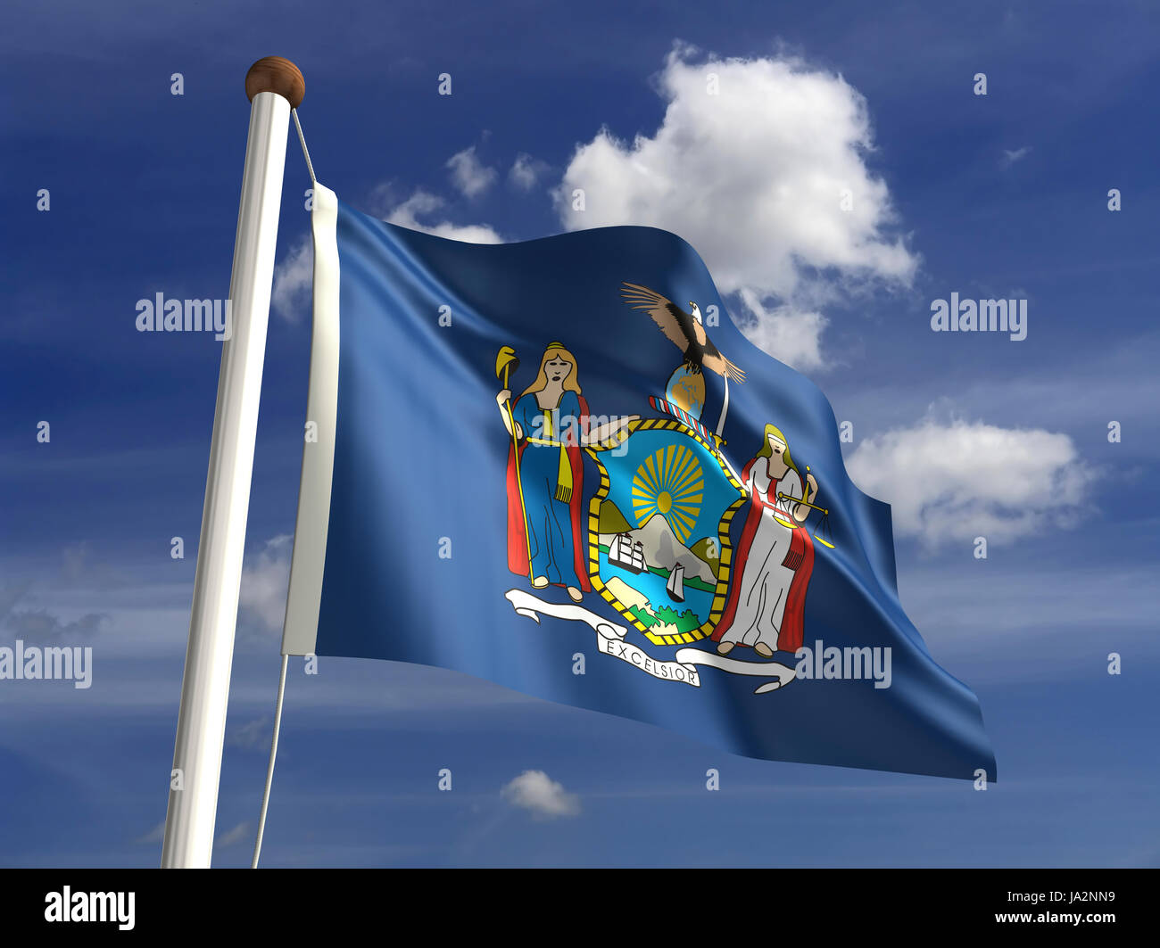 Isolato, americano, Stati Uniti d'America, all'aperto, bandiera, pole, banner, membro, wave, segno, Foto Stock