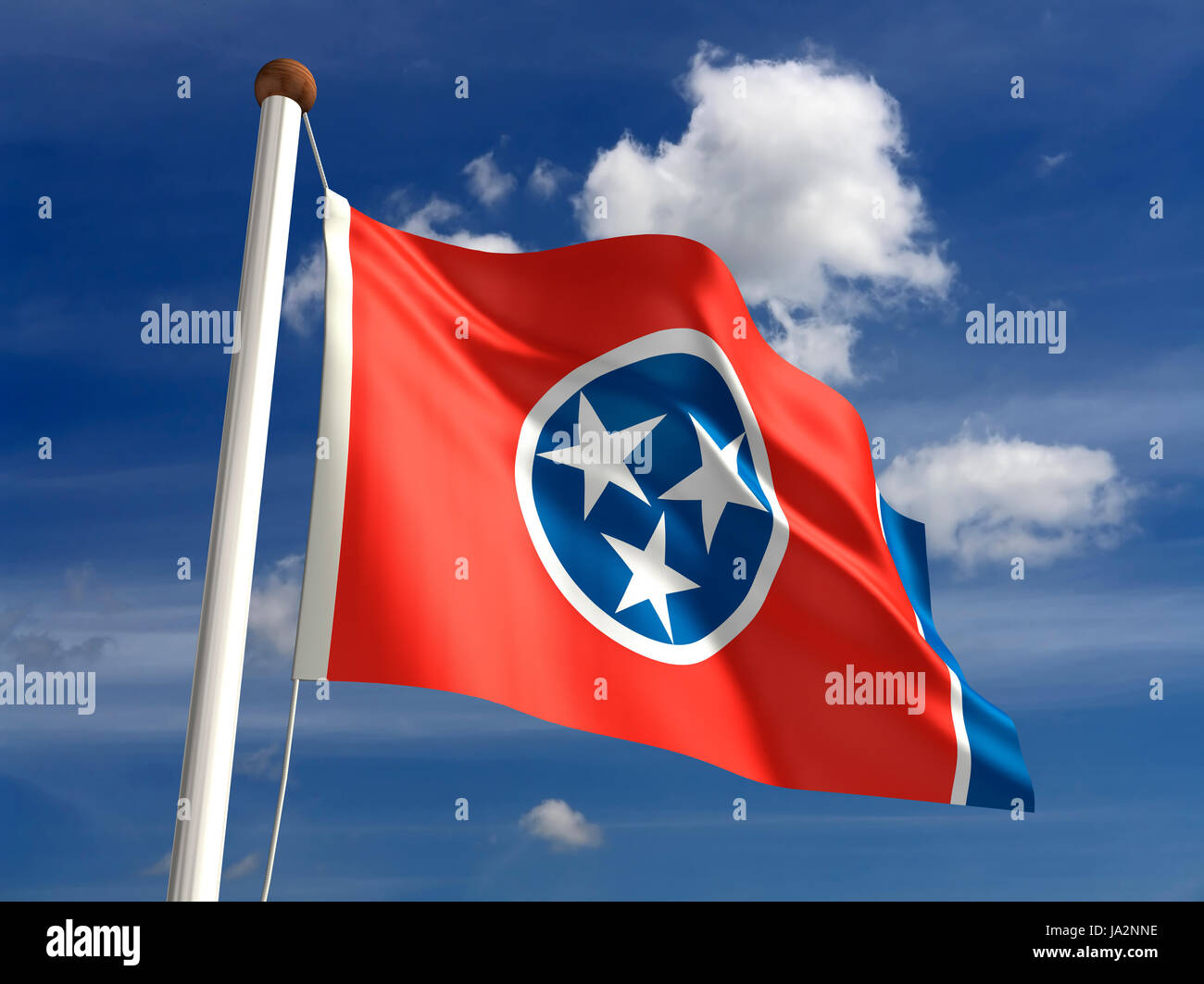 Isolato, americano, Stati Uniti d'America, all'aperto, bandiera, pole, banner, membro, wave, segno, Foto Stock