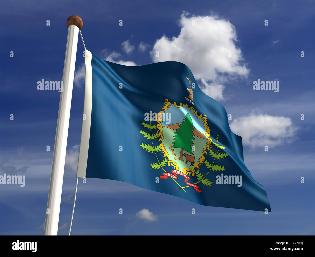 Isolato, americano, Stati Uniti d'America, all'aperto, bandiera, pole, banner, membro, wave, segno, Foto Stock