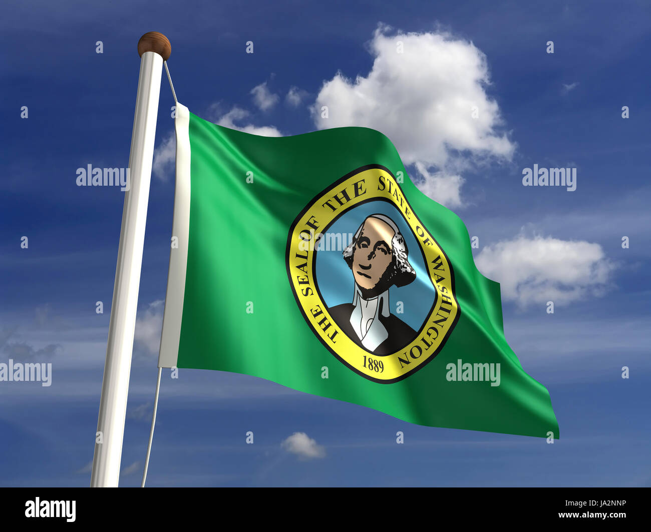 Isolato, americano, Stati Uniti d'America, all'aperto, bandiera, pole, banner, membro, wave, segno, Foto Stock