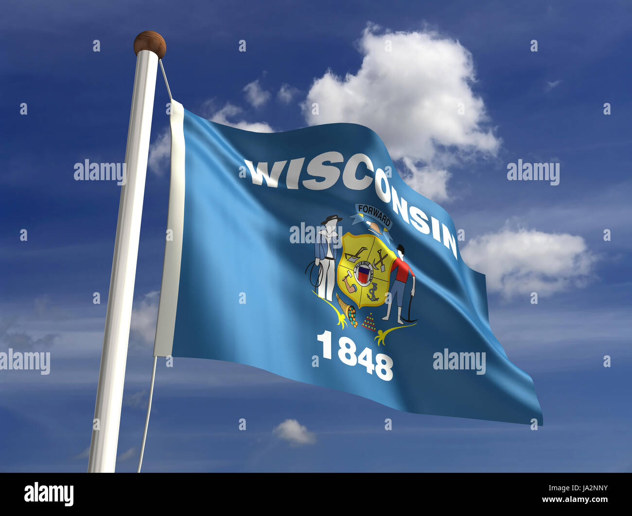 Isolato, americano, Stati Uniti d'America, all'aperto, bandiera, pole, banner, membro, wave, segno, Foto Stock