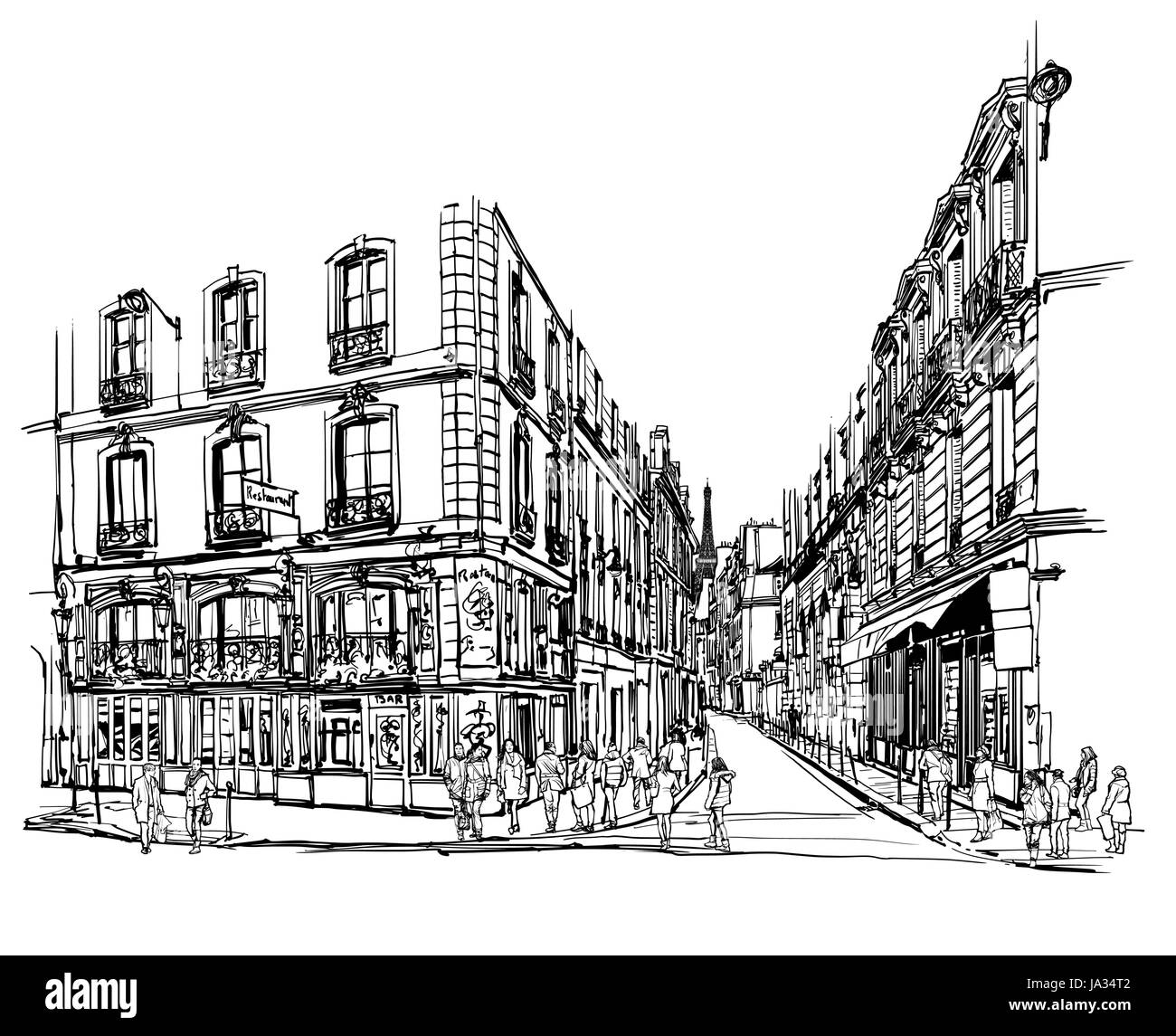 Parigi quartiere latino - illustrazione vettoriale Illustrazione Vettoriale