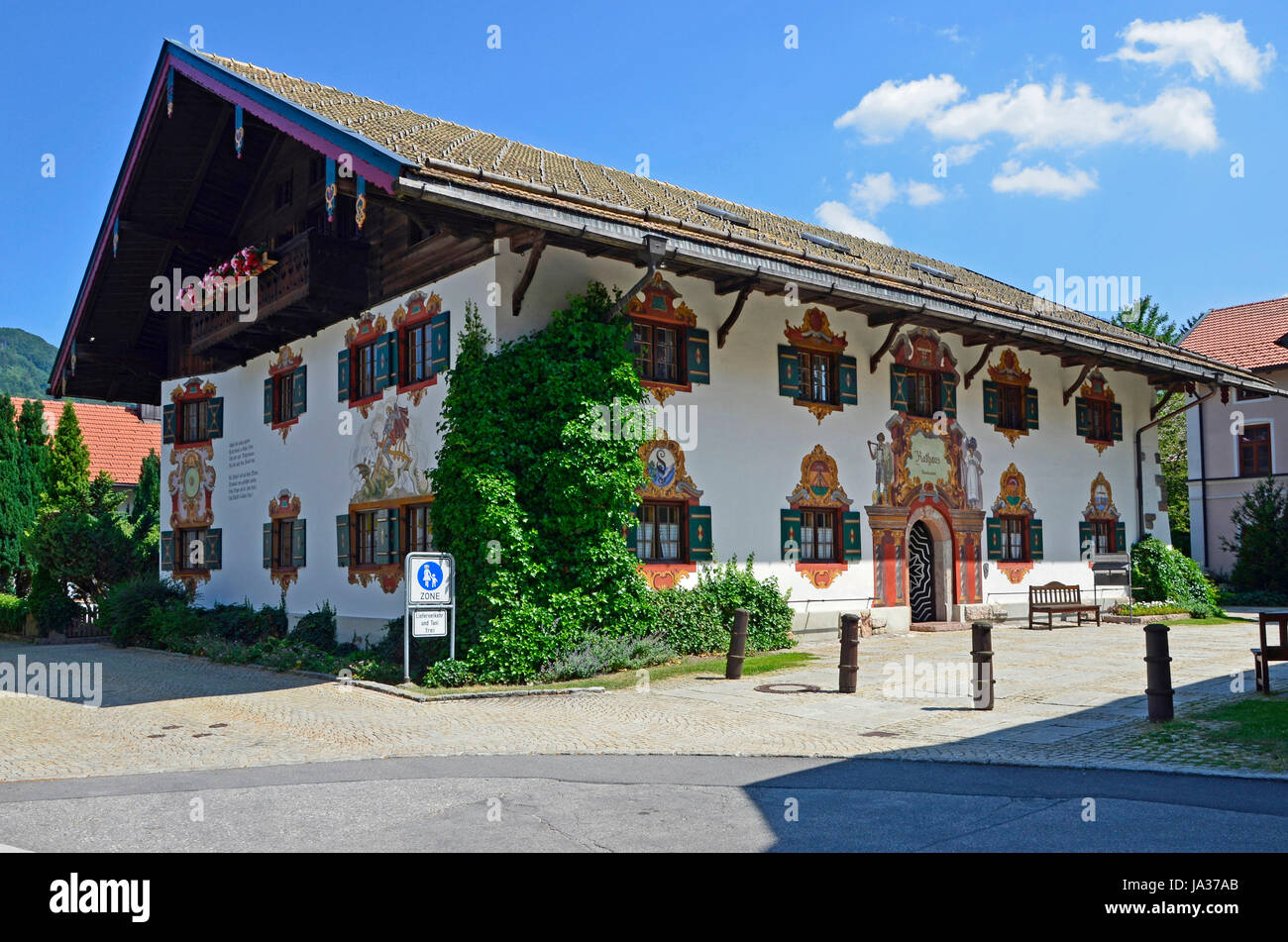 Storico, pittura, municipio, facciata, vista città, affreschi, casa, costruendo, Foto Stock