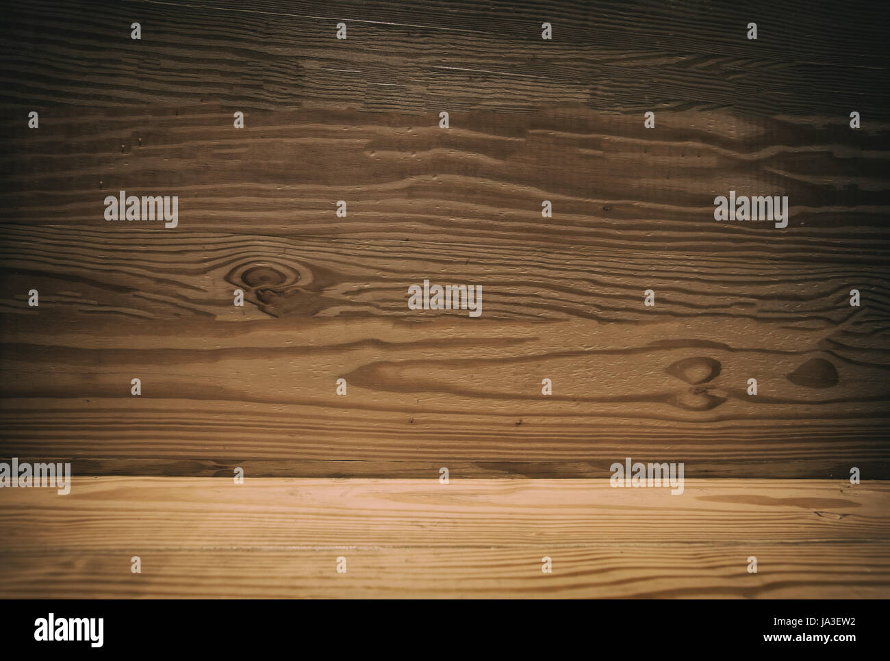Parete in legno e pavimento in legno interno e texture di sfondo Foto Stock