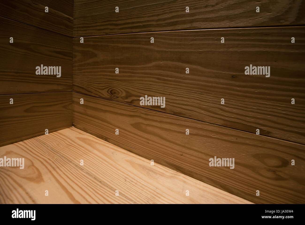 Parete in legno e pavimento in legno interno e texture di sfondo Foto Stock