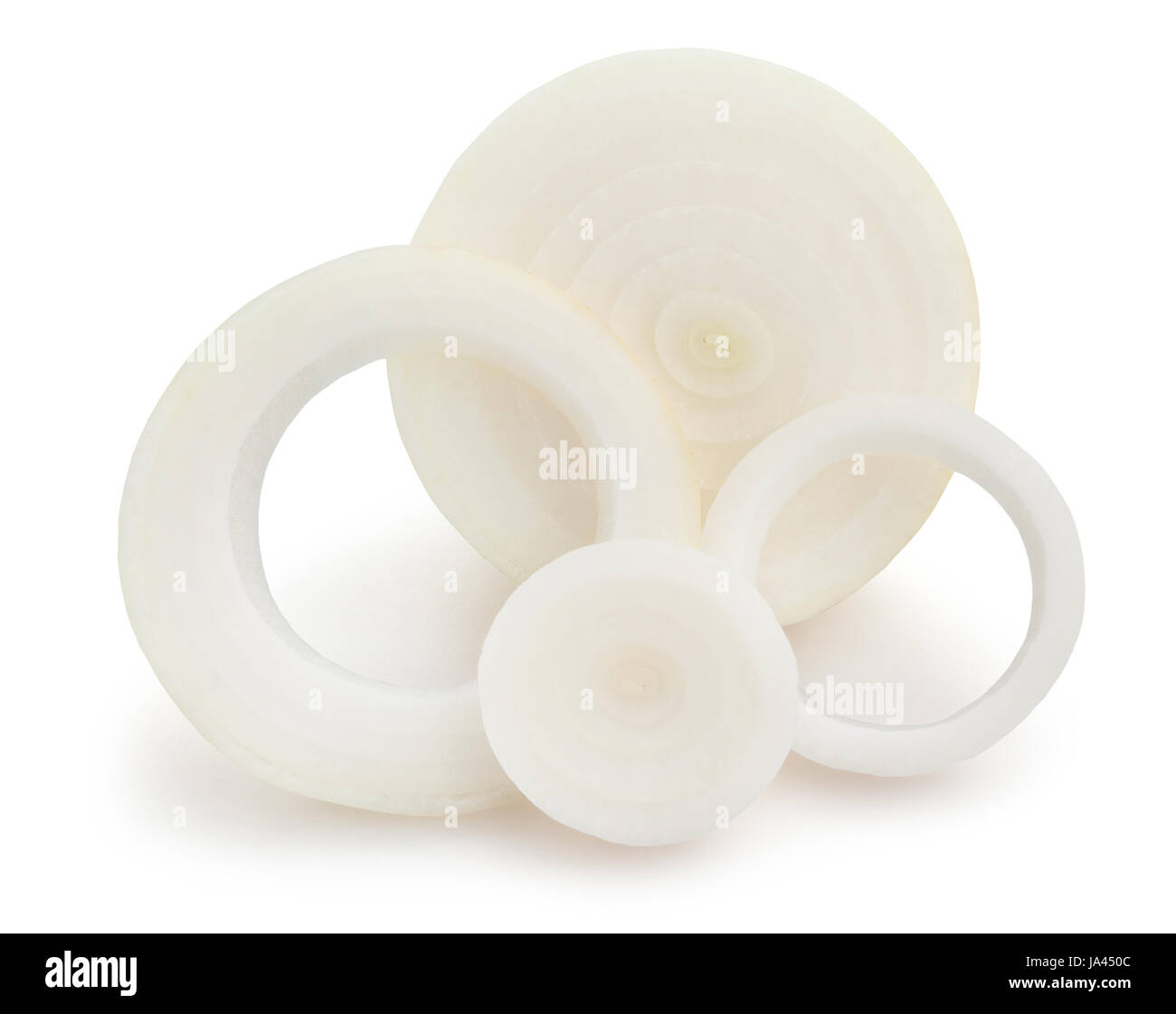Cipolle bianche anelli isolato Foto Stock Cipolle bianche anelli isolato Foto Stock