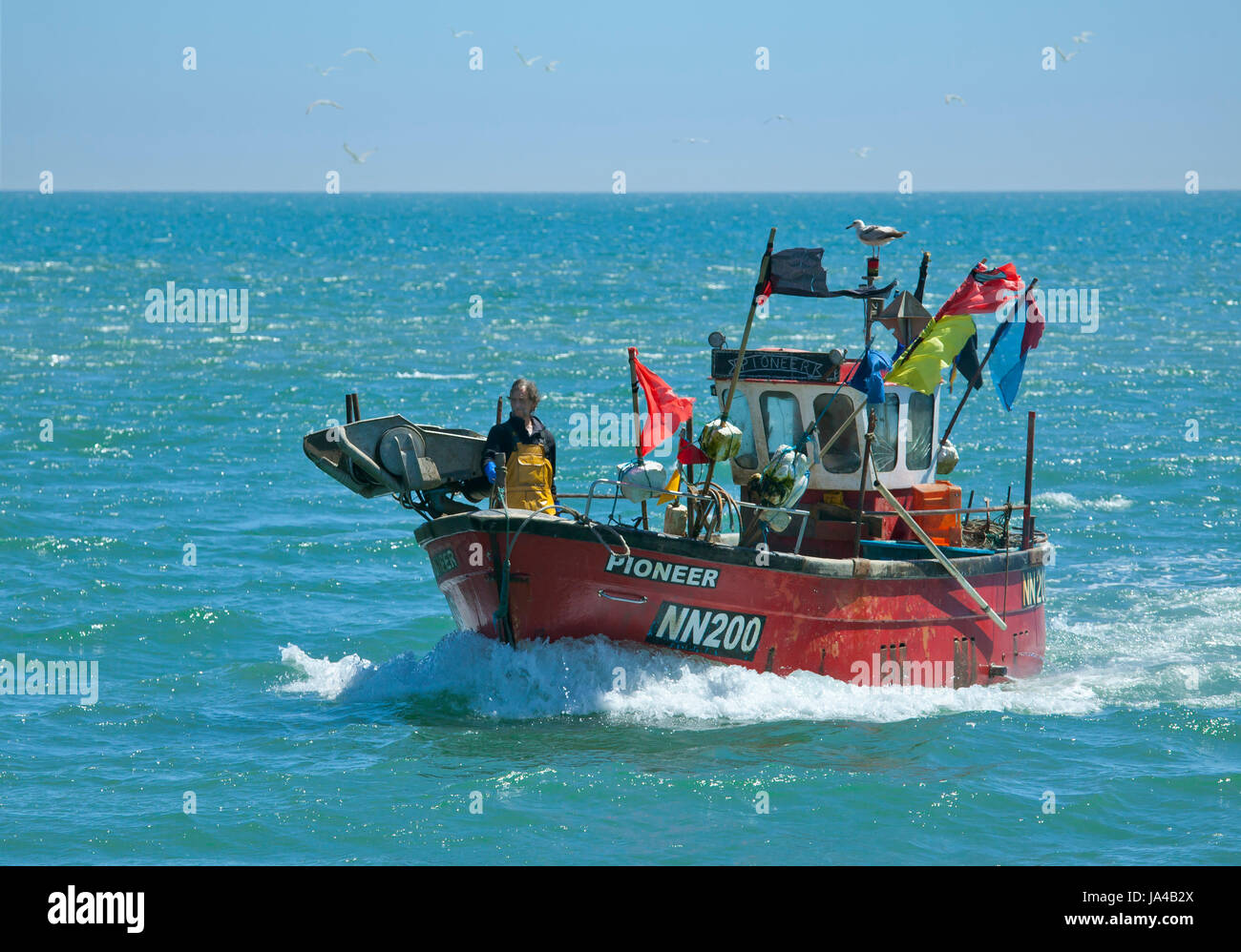 Barca da pesca, Canale Inglese. Foto Stock