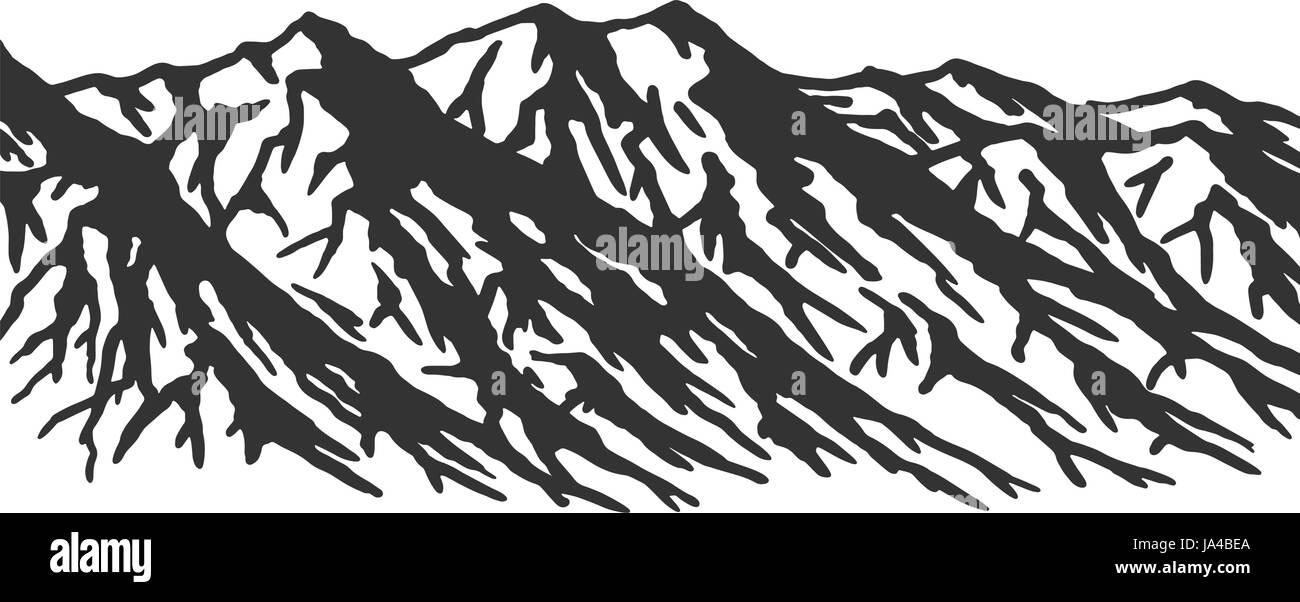 La gamma della montagna isolati su sfondo bianco Illustrazione Vettoriale