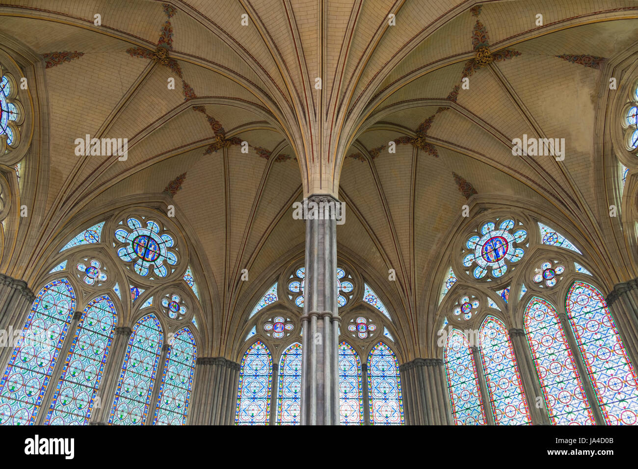 Sala Capitolare della Cattedrale di Salisbury WILTSHIRE REGNO UNITO Foto Stock