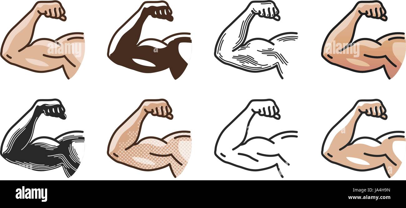 I muscoli del braccio, forte mano Icona o simbolo. Palestra, sport, fitness, il concetto di salute. Illustrazione Vettoriale Illustrazione Vettoriale