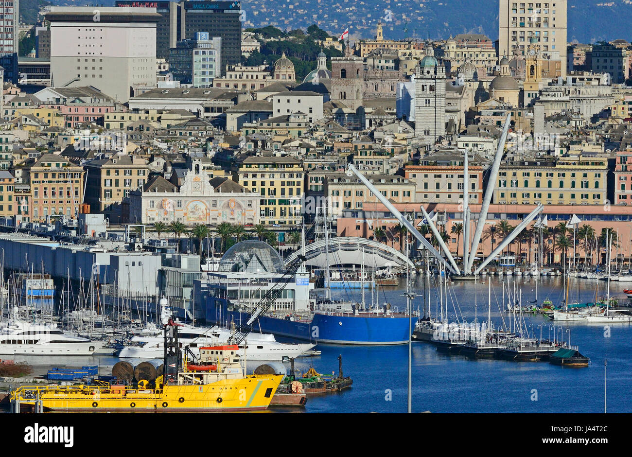 Il Bigo e il porto di Genova, Genova, liguria, Italy Foto Stock