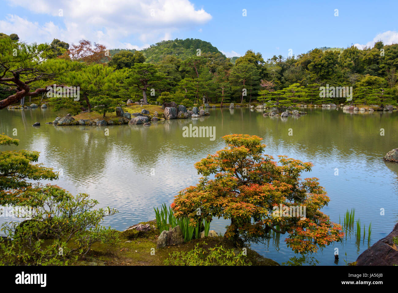 Giardino del padiglione dorato, tipica giapponese passeggiando garden Foto Stock