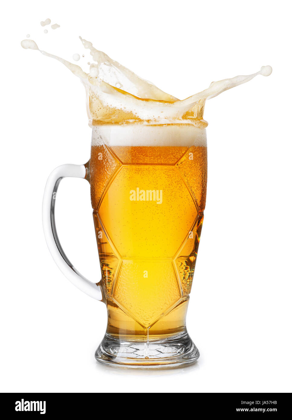 Boccale di birra chiara con splash Foto Stock
