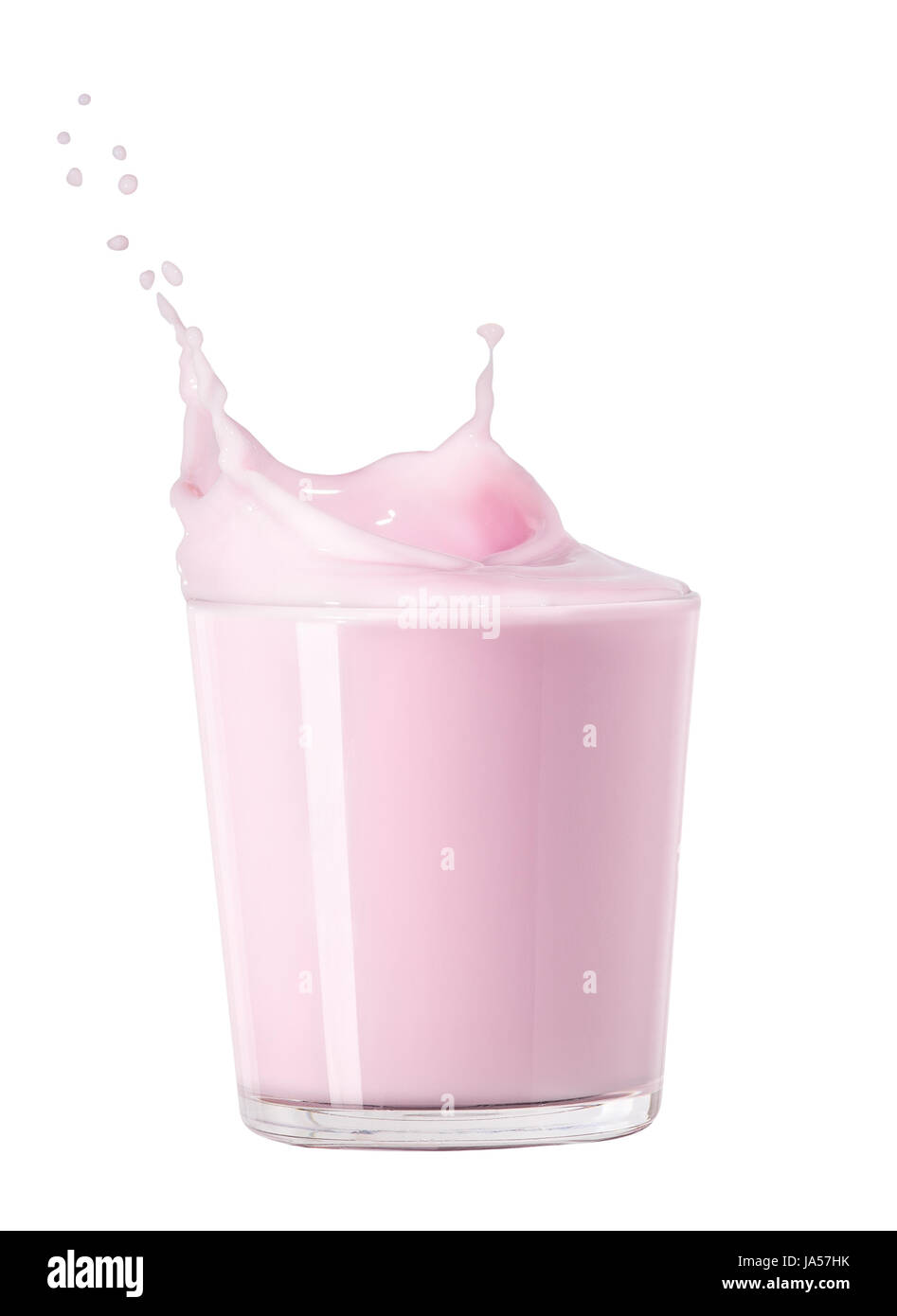 Schizzi di latte alla fragola Foto Stock