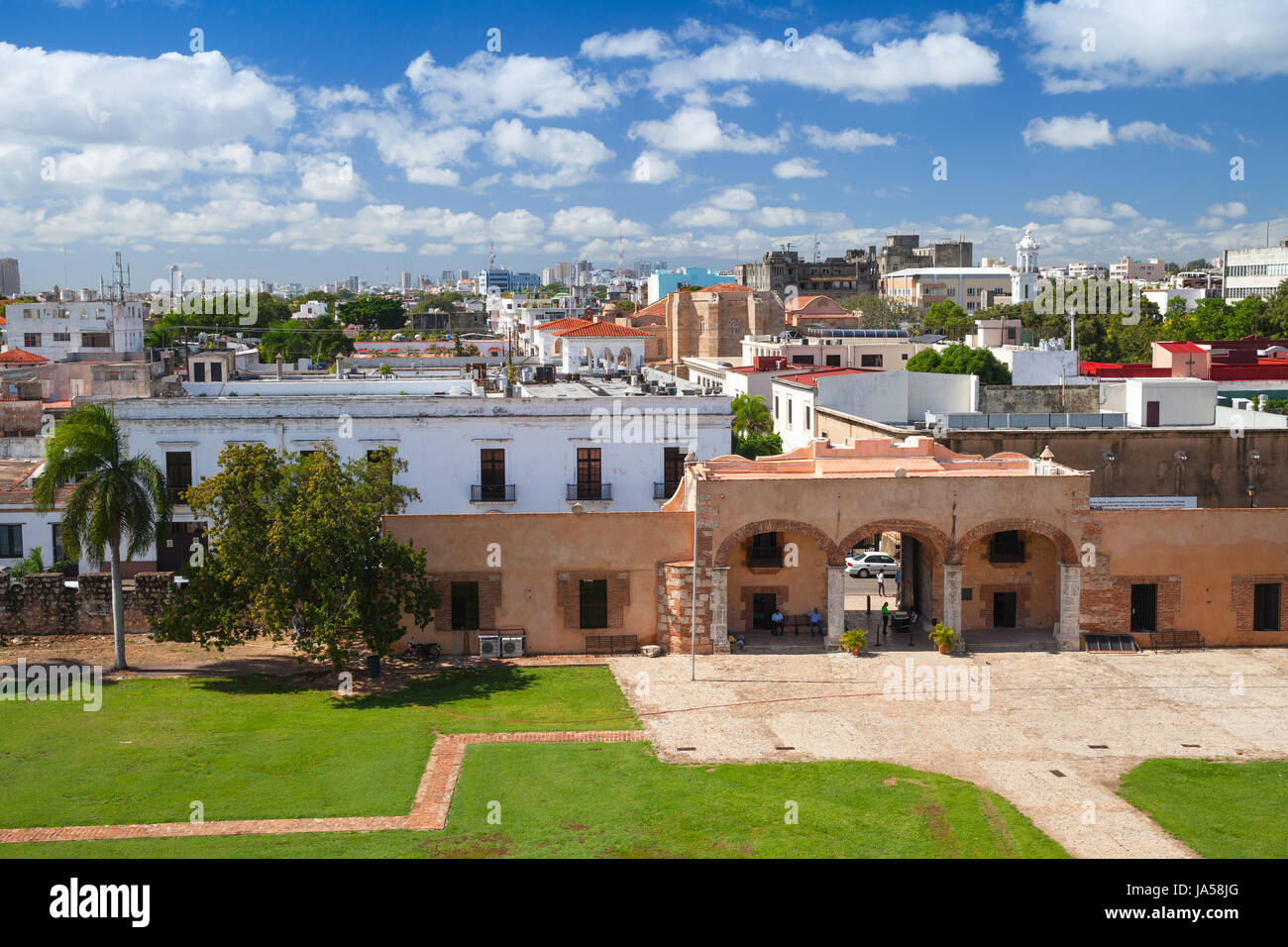 Zona Colonial, cityscape di Santo Domingo. La città capitale di Repubblica Dominicana Foto Stock