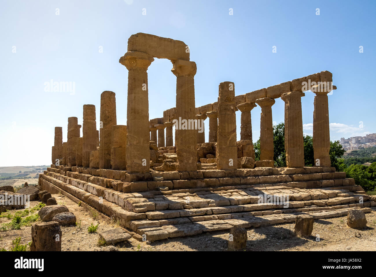 Tempio di Giunone nella Valle dei Templi - Agrigento, Sicilia, Italia Foto Stock