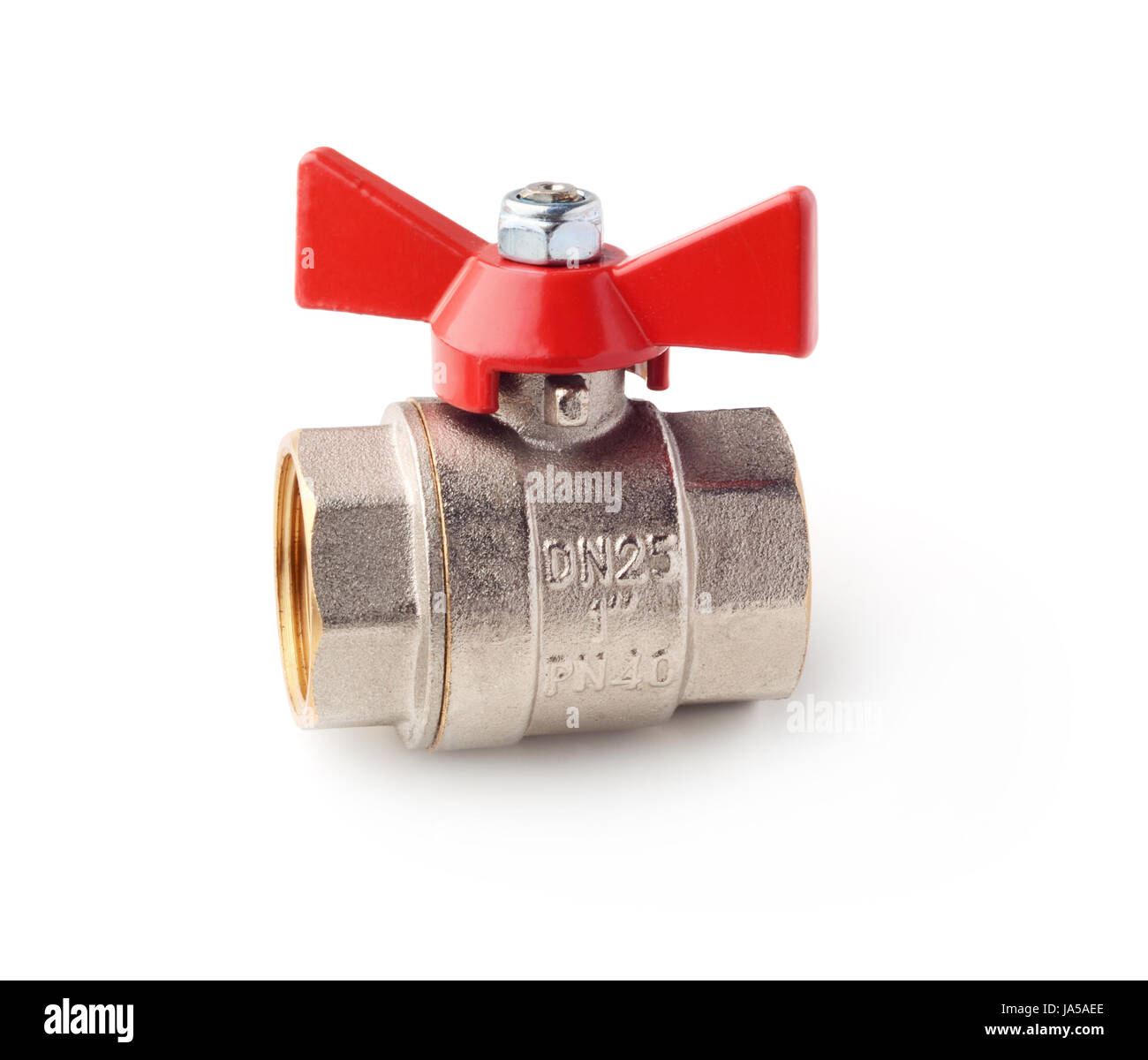 Rubinetto a sfera isolato su bianco Foto Stock