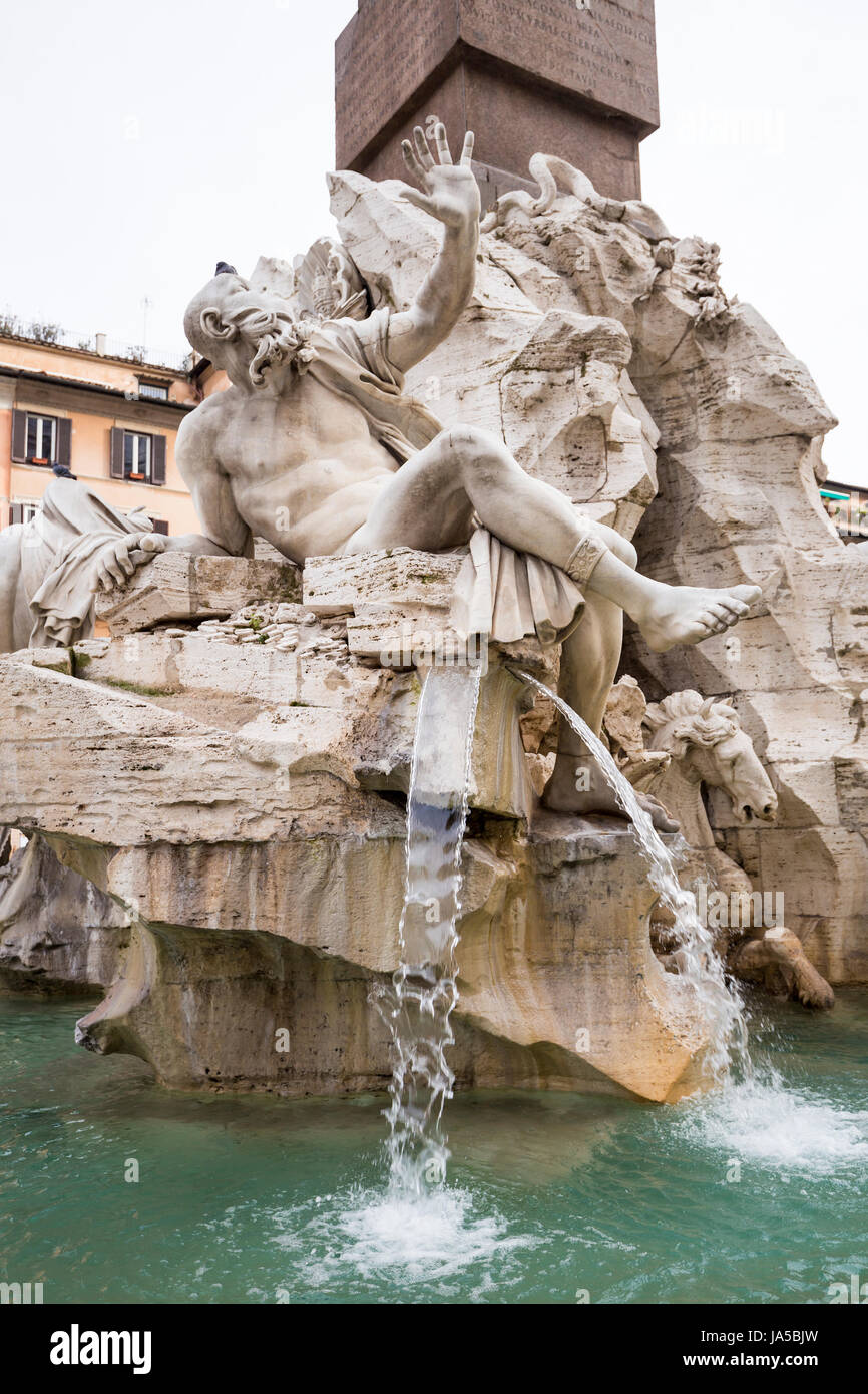 La fontana dei Quattro Fiumi in Italia Foto Stock