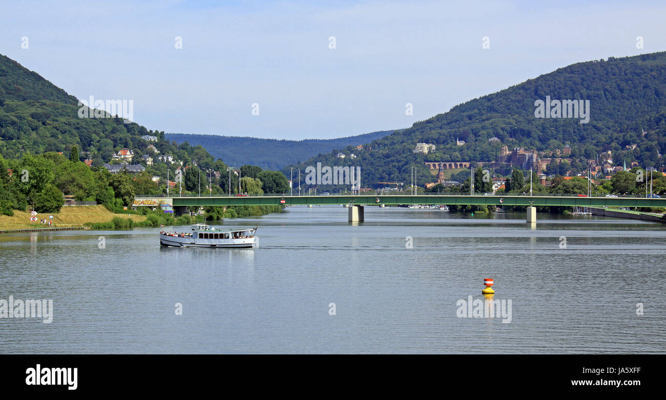 Vista dalla stramazzo in wieblingen di Ernst walz bridge Foto Stock