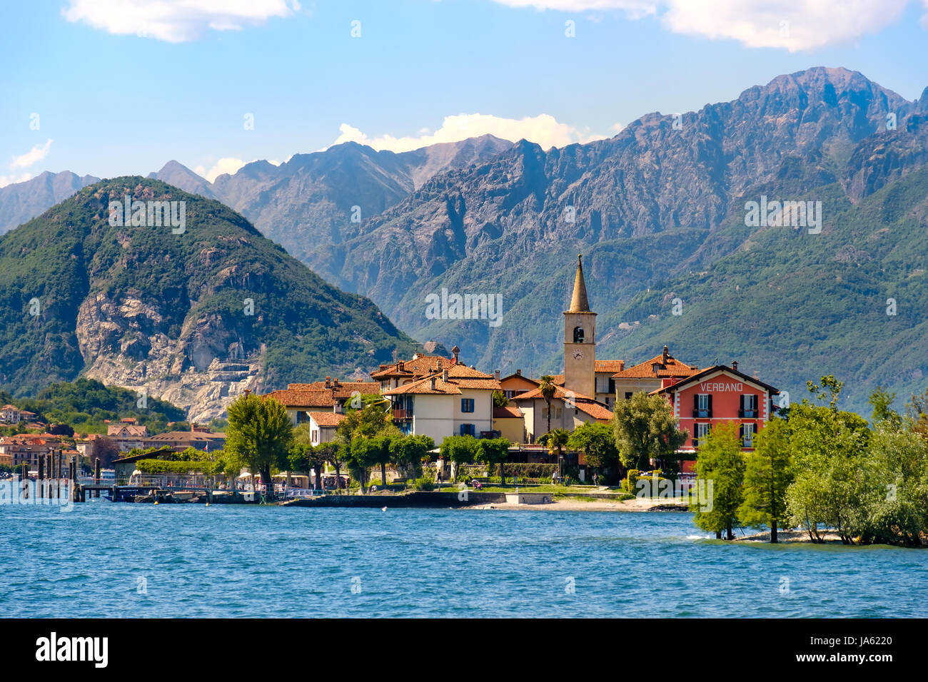 Isola dei Pescatori ('Isola di pescatori) sul Lago Maggiore, Stresa village, Regione Piemonte, Italia Foto Stock