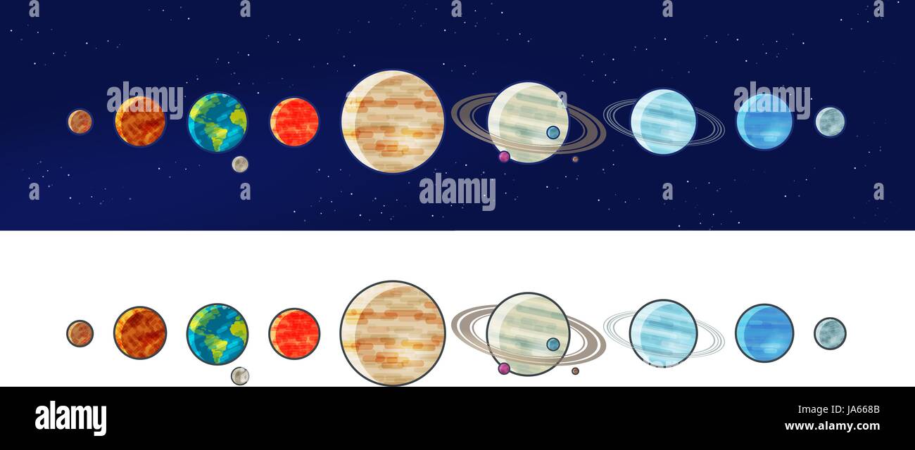 Sistema solare pianeti. Spazio, universo, concetto di Galaxy. Illustrazione Vettoriale Illustrazione Vettoriale
