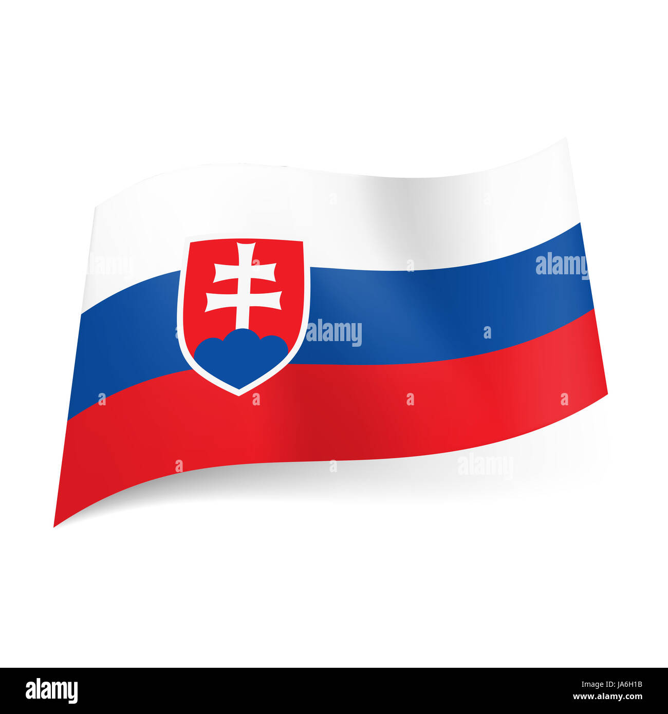 Bandiera nazionale della Slovacchia: bianco, blu e rosso strisce  orizzontali con stemma Foto stock - Alamy